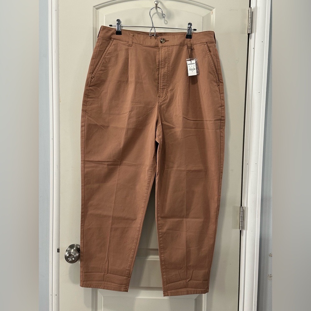 Express Casual Pants - Rust Orange Tapered Ankle Super High Rise NWT Size 14